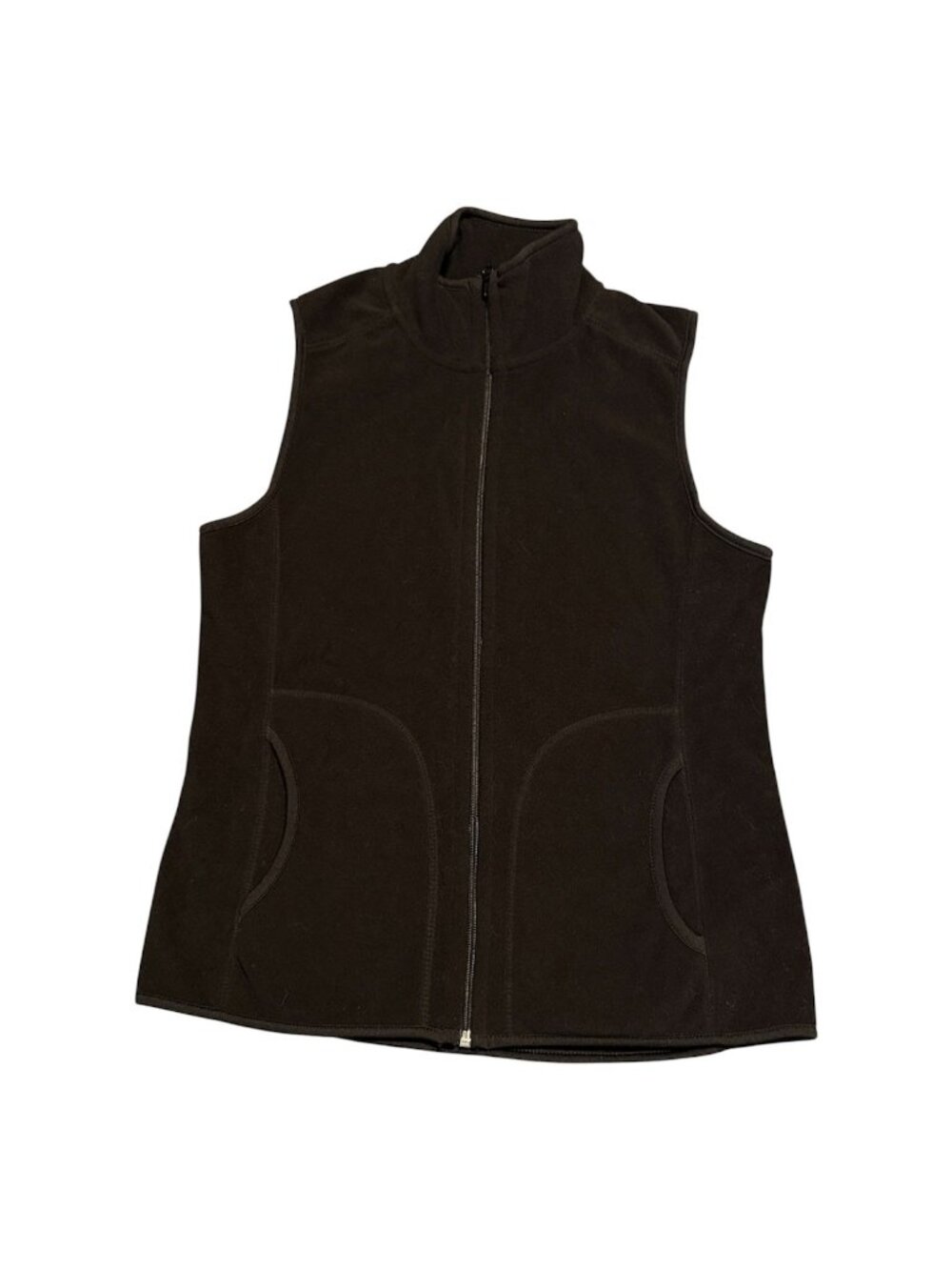 Old Navy Women's Full Zip Sleeveless Fleece Vest w/Pockets Sz S Black Check Desc